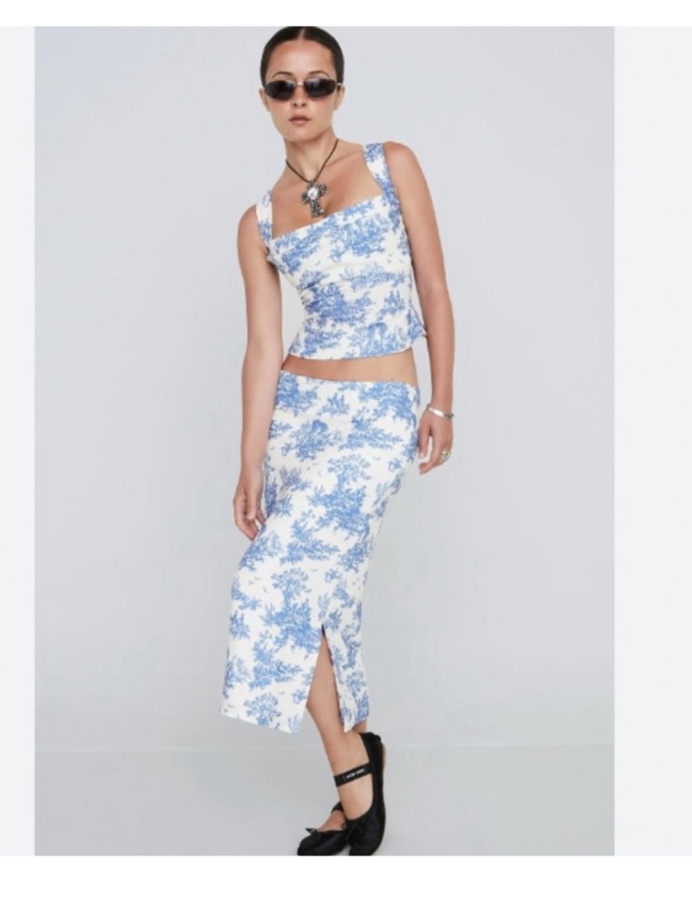Miaou Blue Toile Corset Top & Skirt